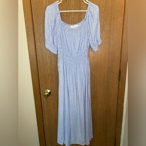 LUSH Summer Blue and White Maxi Dress Size M with Pockets